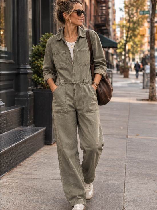 Cotton On Pants - Cotton on 91 Utility Zip-Front Jumpsuit in Olive Green
